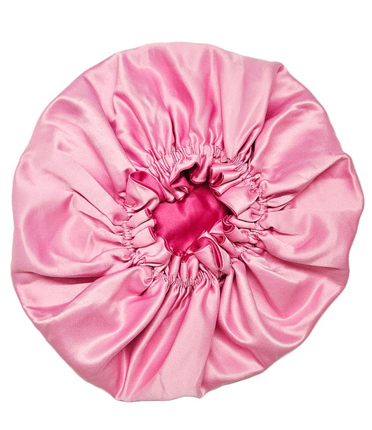 Bonnet - Hot Pink/Baby Pink Satin Hair Bonnet