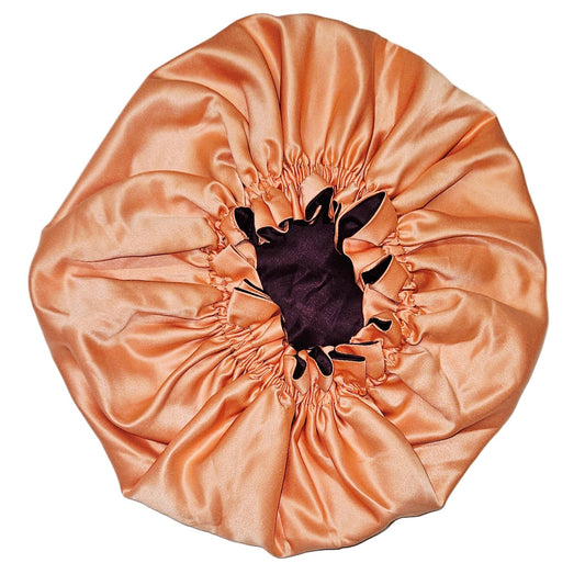Bonnet - Plum/Peach Satin Hair Bonnet