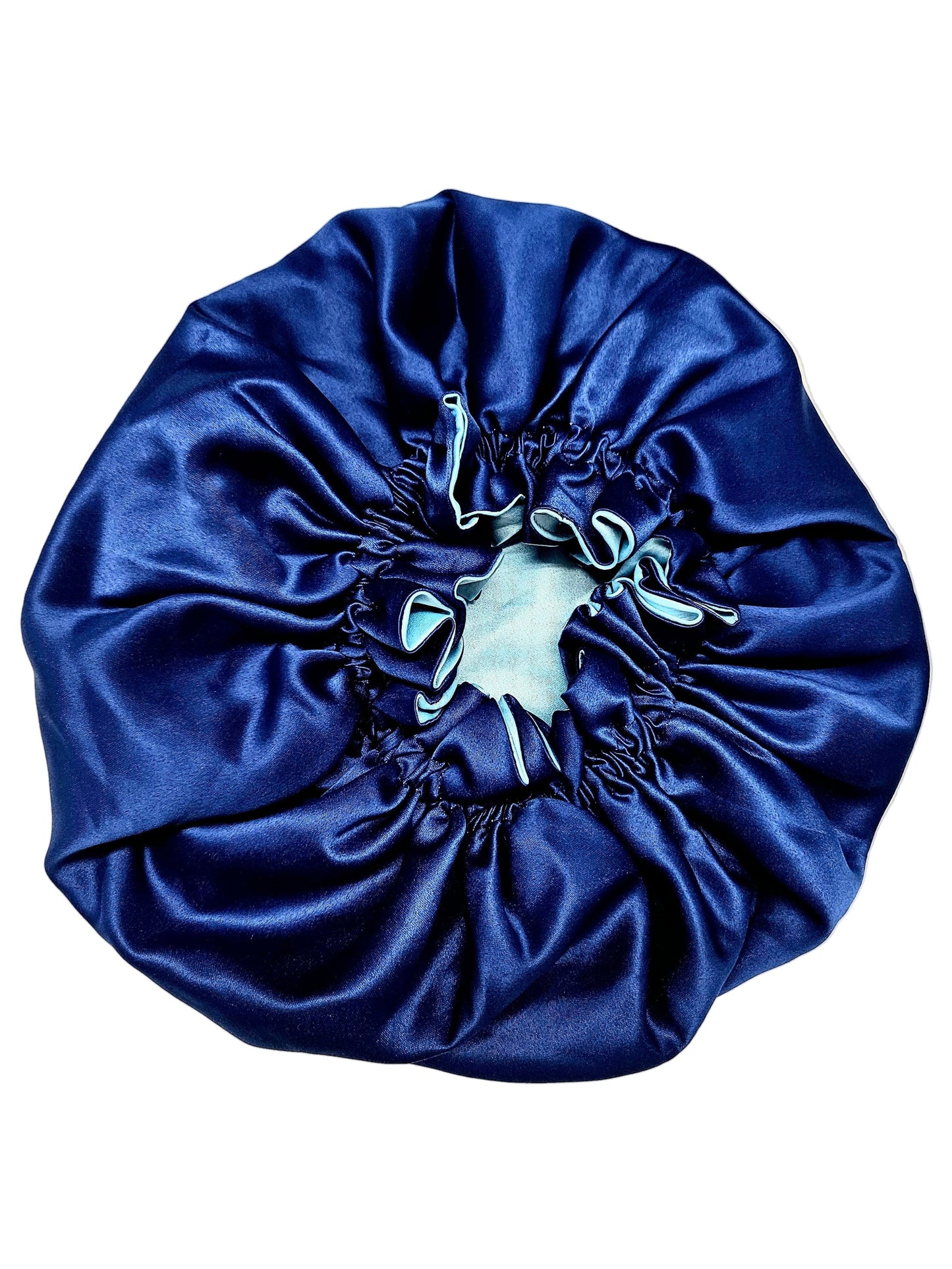 SOLD OUT Bonnet - Royal Blue/Baby Blue Satin Hair Bonnet