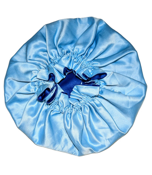 SOLD OUT Bonnet - Royal Blue/Baby Blue Satin Hair Bonnet
