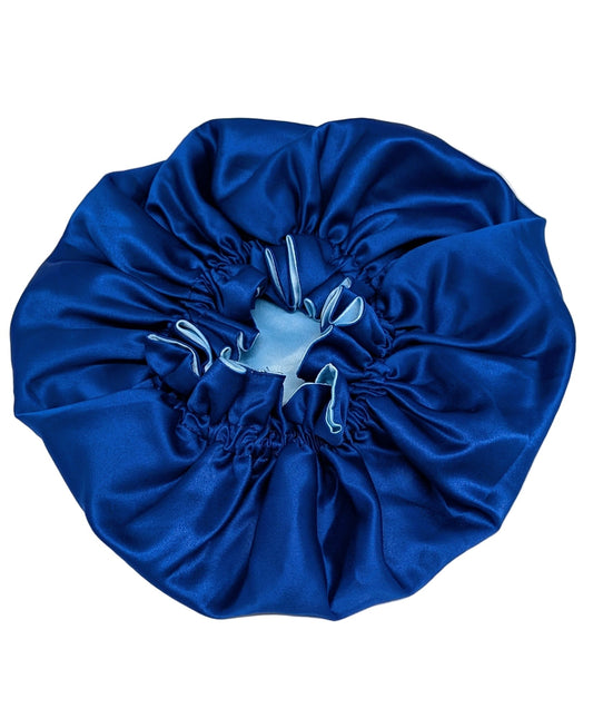 SOLD OUT Bonnet - Royal Blue/Baby Blue Satin Hair Bonnet