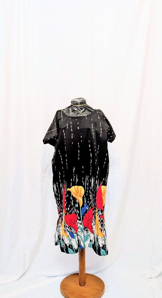 Bubu - Black with Colourful Lilies (Kids)