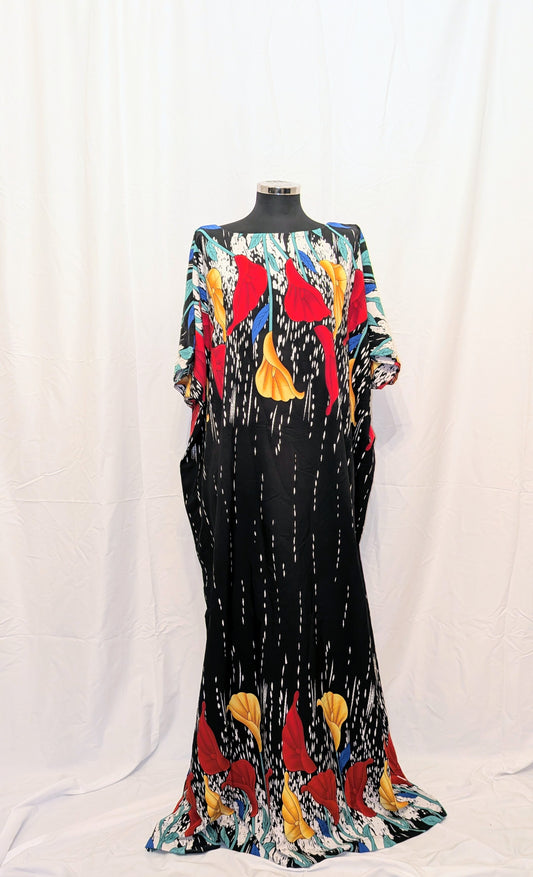 Bubu - Black with Colourful Lilies (Adults)