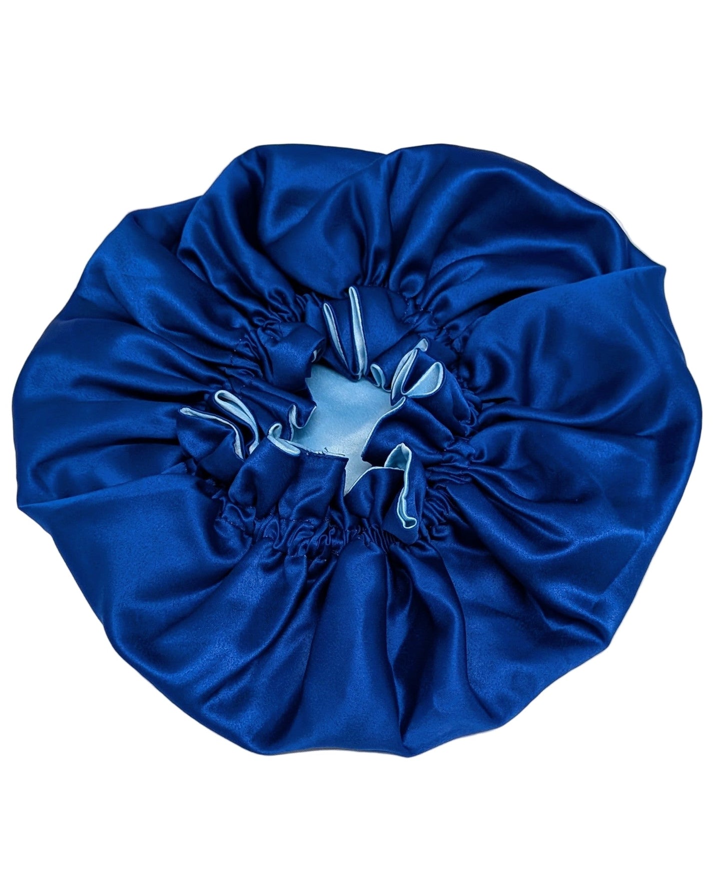 SOLD OUT Bonnet - Royal Blue/Baby Blue Satin Hair Bonnet